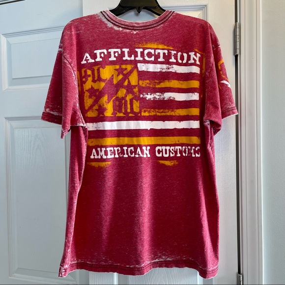 Affliction American Customs Red Short Sleeved T-Shirt Size 2X - Picture 5 of 6